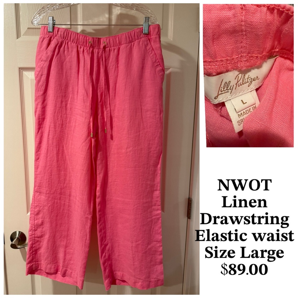 Lilly Pulitzer Vibrant Pink Linen Trousers